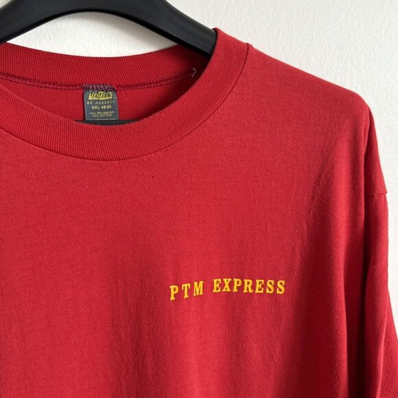 Vintage PTM Express Speed Boat Graphic Red T-Shirt Jerzees Russell - Size XXL - Picture 2 of 7